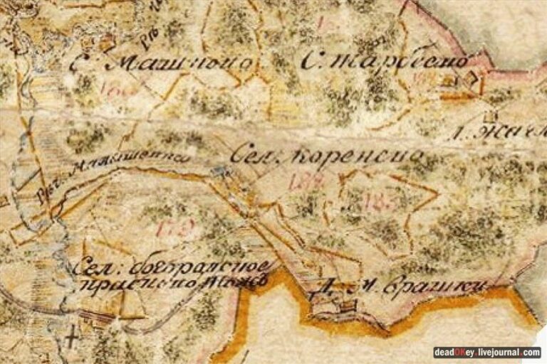 Историческая карта Коренева. 1797 год