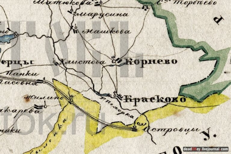 Историческая карта Коренева. 1849 год